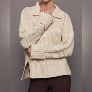 Varley Amelia Half Zip Tan Knit Sweater, Size M